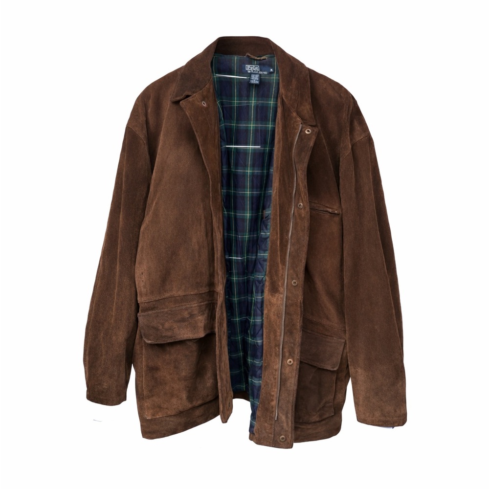 Polo Ralph Lauren Brown Suede Field Jacket Plaid‎ Lined Men’s XL